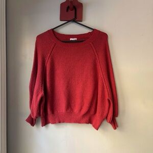Melrose and Market Vibrant Red/Orange Crew Neck Balloon Sleeve Sweater S